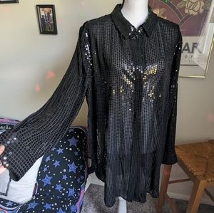 DKNY Sequined Button-Down/Mini Dress